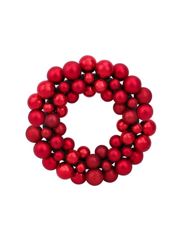 Украшение Новогодний венок Красные шарики 33 см , НУ-5529