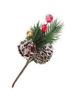 Декоративное изделие ветка Новогоднее настроение, 14 см , НУ-6098