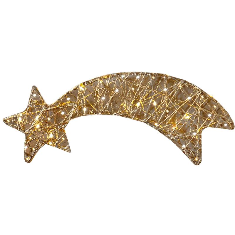 Фигура Светящаяся Комета 15 см, цвет золото, свет теплый 49788