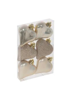 Украшение новогоднее Сердца, набор из 6 шт, D 6 см, L6 W2,5 H7 см 753611