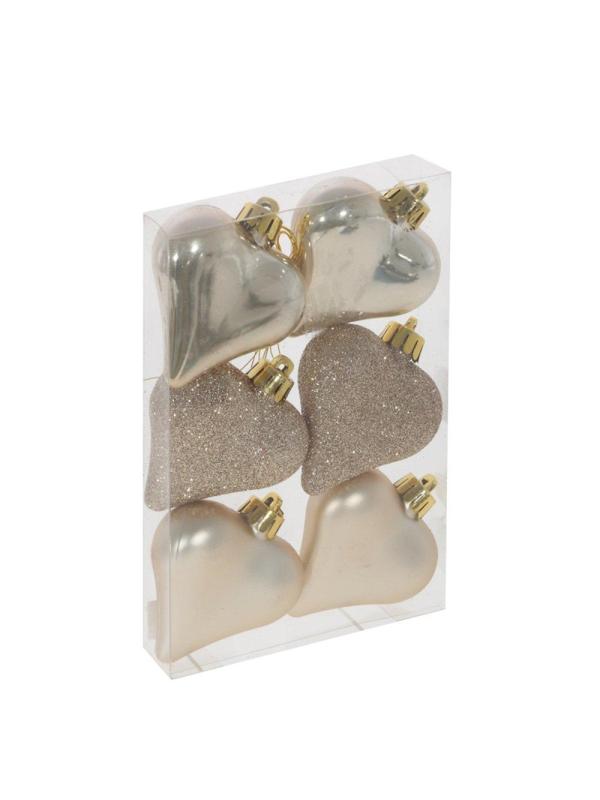 Украшение новогоднее Сердца, набор из 6 шт, D 6 см, L6 W2,5 H7 см 753611