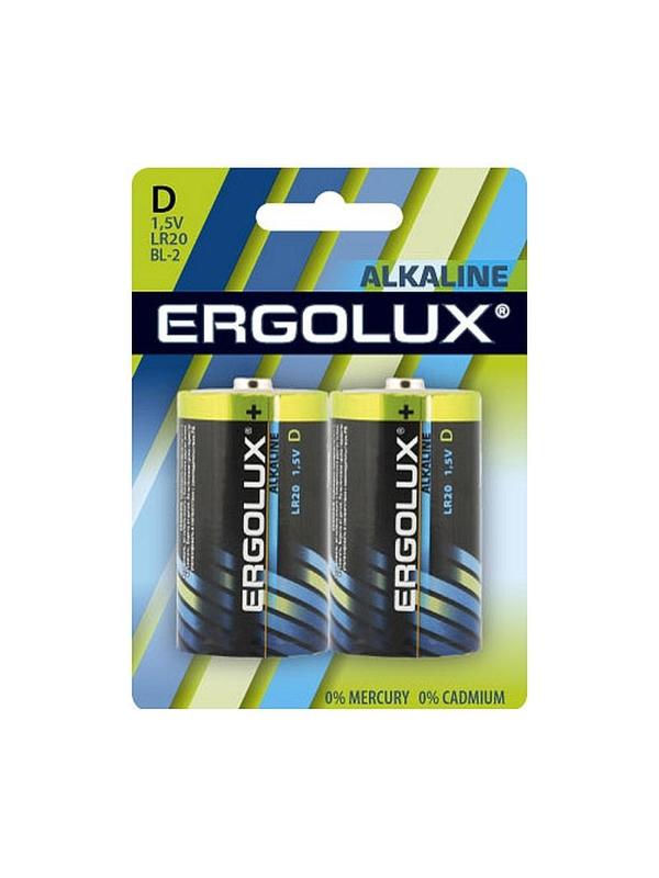 Батарейка Ergolux Alkaline 2шт/бл (LR20 BL-2, 1.5В) (11752)