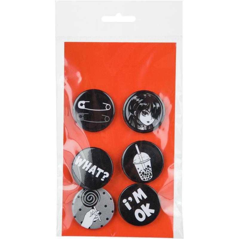 Набор значков  Аниме Готика 38мм  6 шт