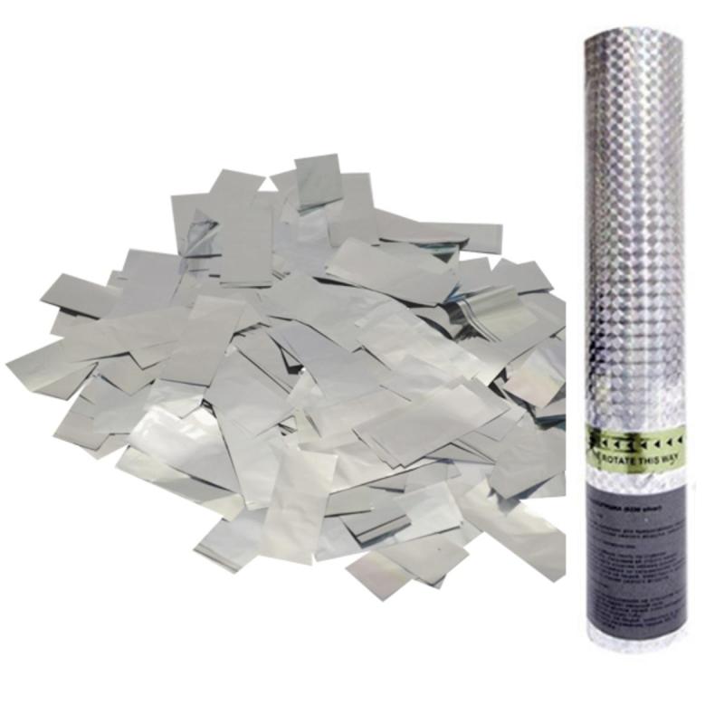 Пневмохлопушка в пластиковой тубе Серебряное конфетти AC 30см НГ, 109878