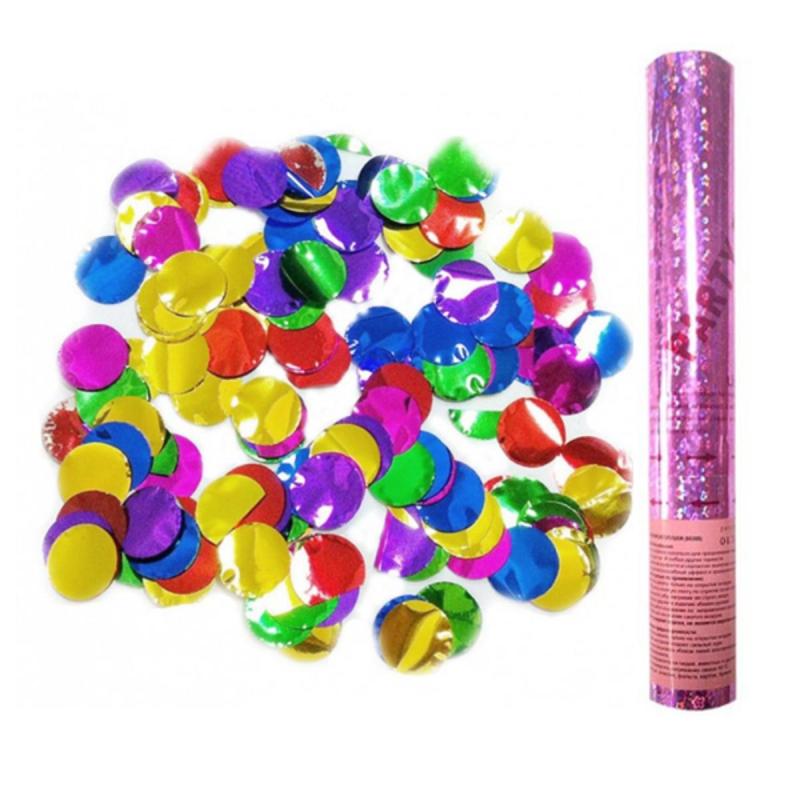 Пневмохлопушка в розовой металлической тубе, фольга AC 30см НГ, 109764