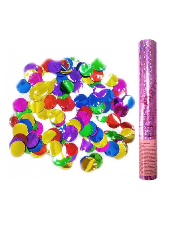 Пневмохлопушка в розовой металлической тубе, фольга AC 30см НГ, 109764