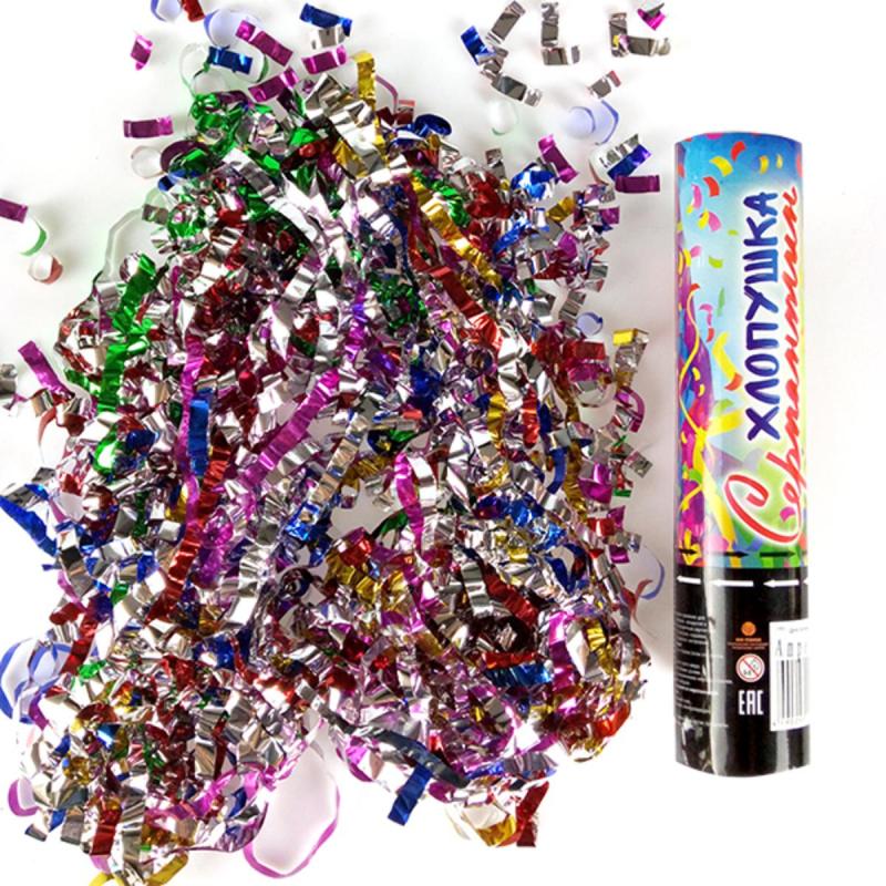 Пневмохлопушка Серпантин фольгированный AC 20см НГ, 6049744