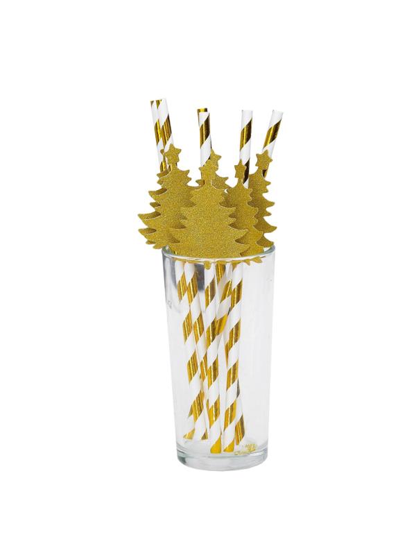 Трубочки для коктейля 'Елочка', полоска, набор 10 штук НГ, 2336852