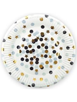 Набор тарелок (9''/23 см) Конфетти, Стильное ассорти, Металлик,6шт,6224141