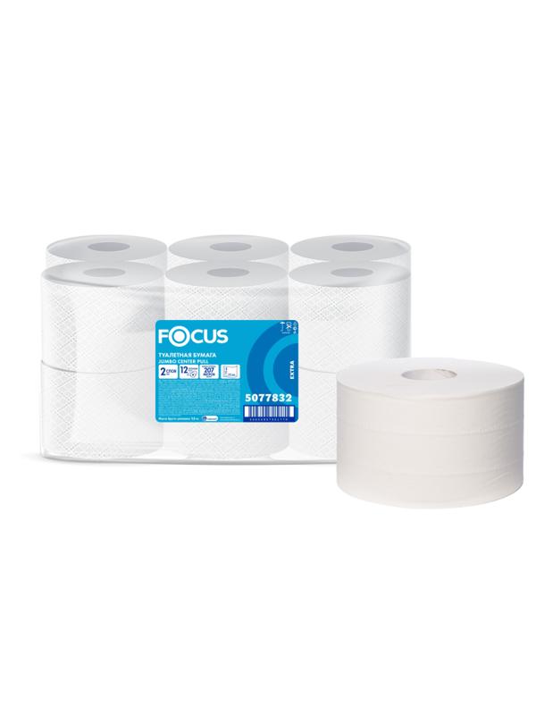 Бумага туалетная д/дисп Focus Jumbo Premium 2слцел207м12рул/уп 5077832_НСК