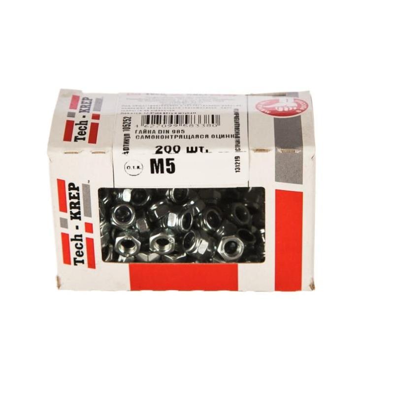Гайка DIN985 самоконтрящаяся оцинк. М5 (200 шт) Tech-Krep 105252