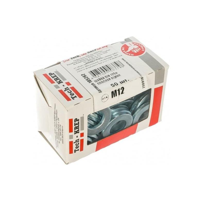 Шайба DIN125а плоская оцинк. М12 (50 шт) - коробка с ок. Tech-Krep 105262