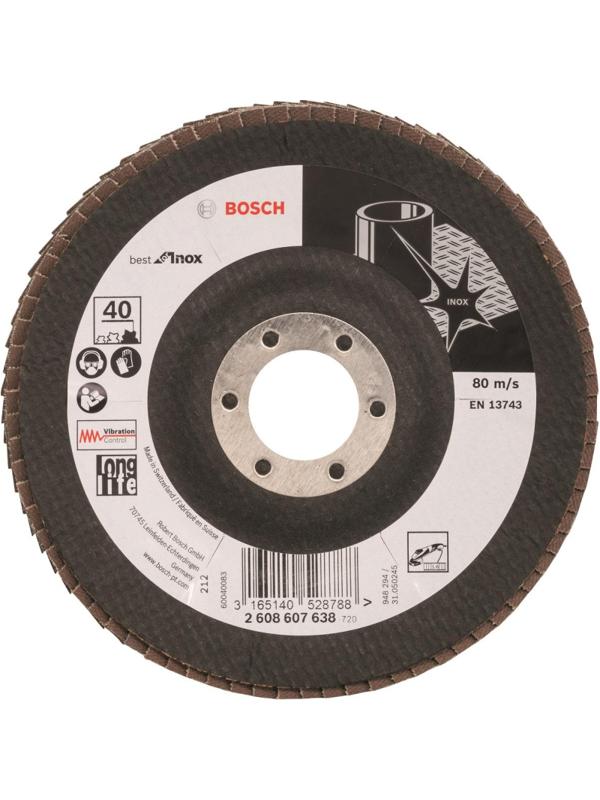 Круг лепестковый BOSCH X581 Best for Inox, d125х22.2мм, К40 (2608607638)