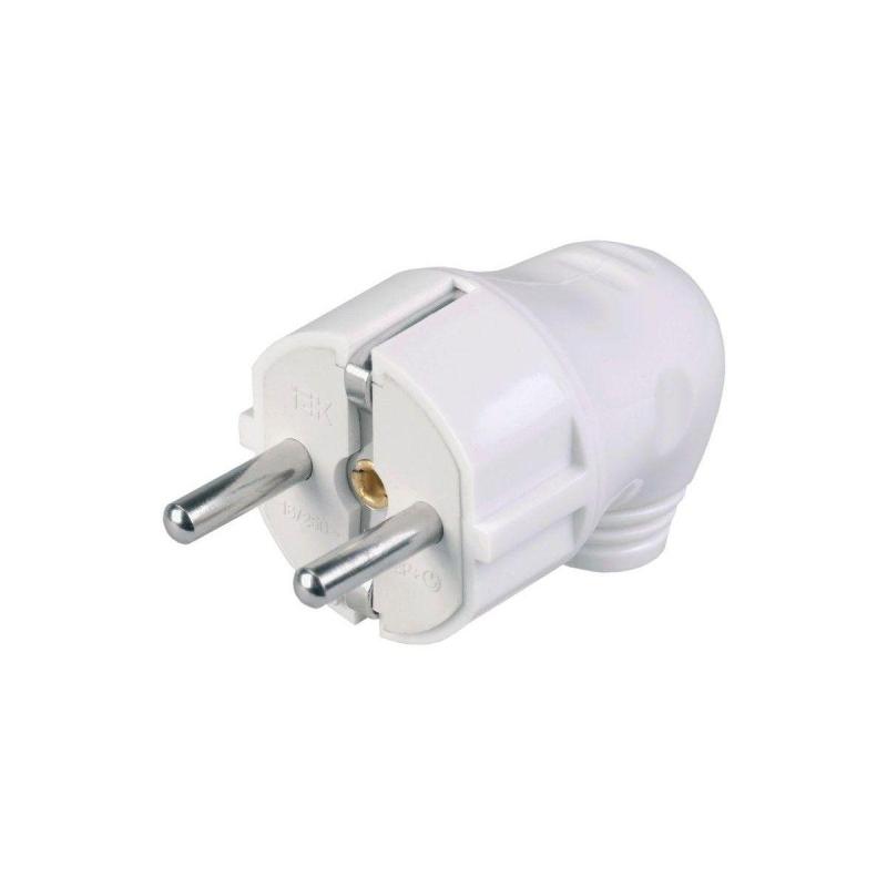 Вилка угловая IEK ВПу11-01-Ст разборная 16А с/з бел. EVP11-16-01-K01