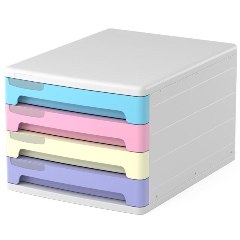 Бокс с выдвижными лотками А4+ ErichKrause 4 ящ. Pastel белый/ассорти 55873