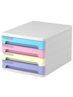 Бокс с выдвижными лотками А4+ ErichKrause 4 ящ. Pastel белый/ассорти 55873
