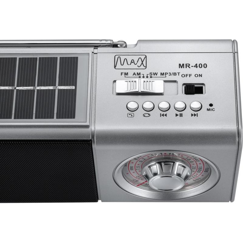 Радиоприемник Max MR-400, подсветка, солнечная панель