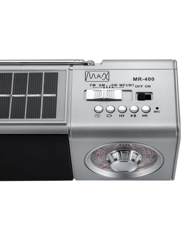 Радиоприемник Max MR-400, подсветка, солнечная панель