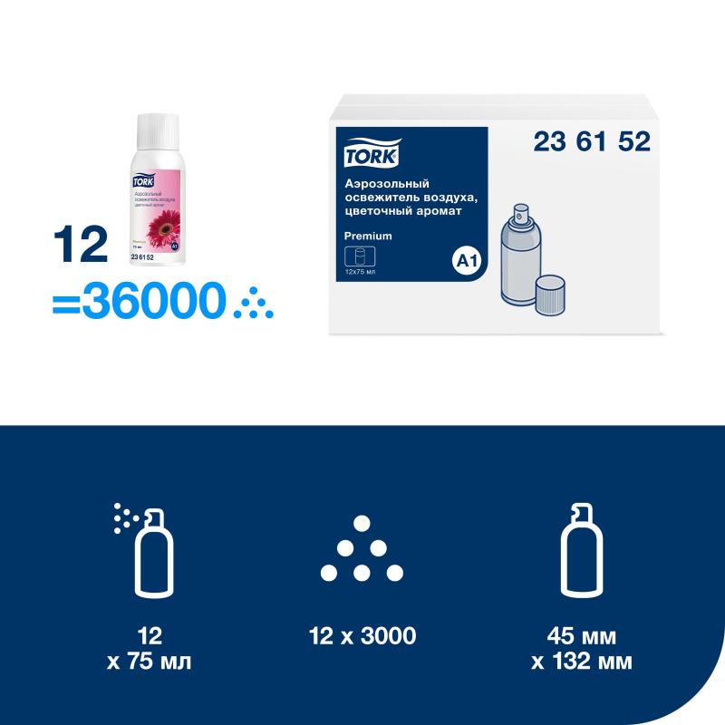 Баллон сменный для автоосвежителя Tork Premium А1 цветочный 75мл 236152