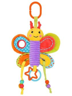 Функциональная подвеска с мягким прорезывателем шуршалкой Бабочка