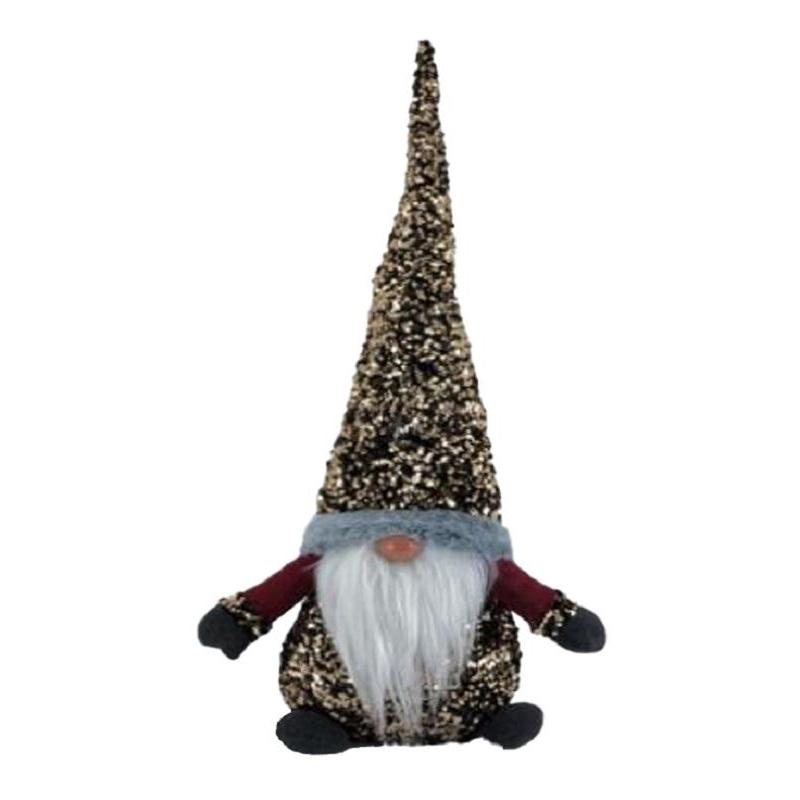 Игрушка декоративная мягконабивная Гном, золот/красн 9,5x18x48см арт.89625