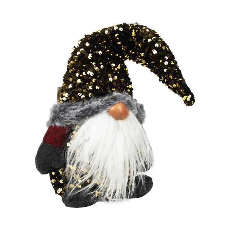 Игрушка декоративная мягконабивная Гном, золот/красн 9,5x18x48см арт.89625