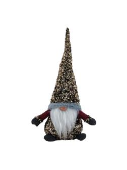 Игрушка декоративная мягконабивная Гном, золот/красн 9,5x18x48см арт.89625