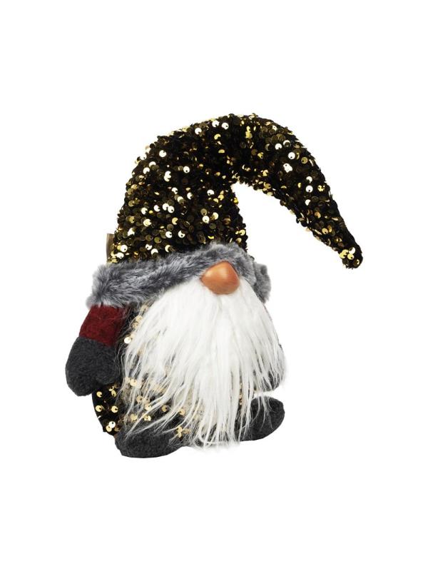 Игрушка декоративная мягконабивная Гном, золот/красн 9,5x18x48см арт.89625