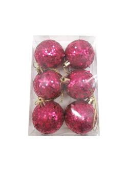 Украшение новогоднее подвесное Шары фиолет с пайтками, 6 шт 5x5x5см 91067
