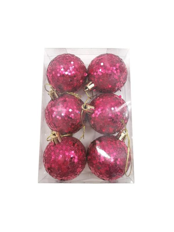 Украшение новогоднее подвесное Шары фиолет с пайтками, 6 шт 5x5x5см 91067