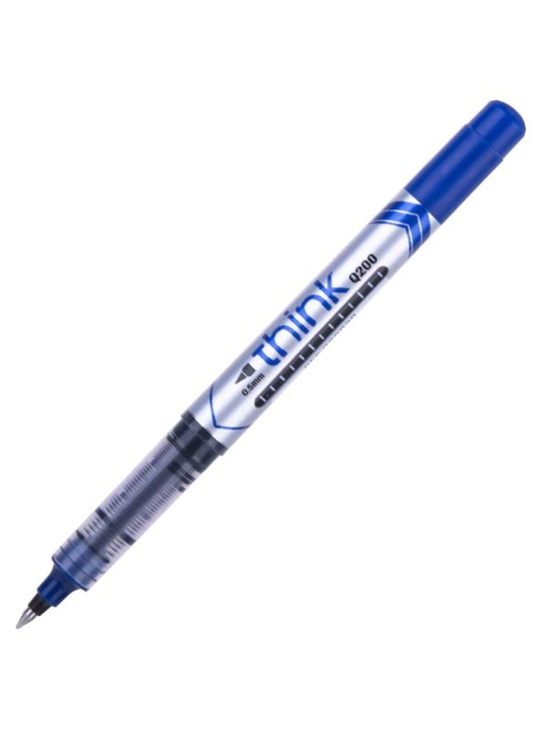 Роллер Deli Think, шарик 0,5 мм, линия 0,35 мм, синий EQ20030