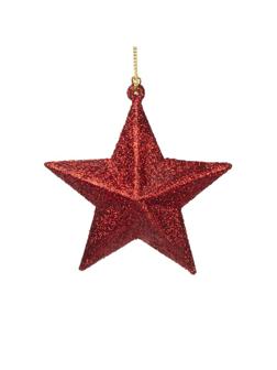 Украшение новогоднее подвесное Звезда в красном 3,5х9х10см 89097