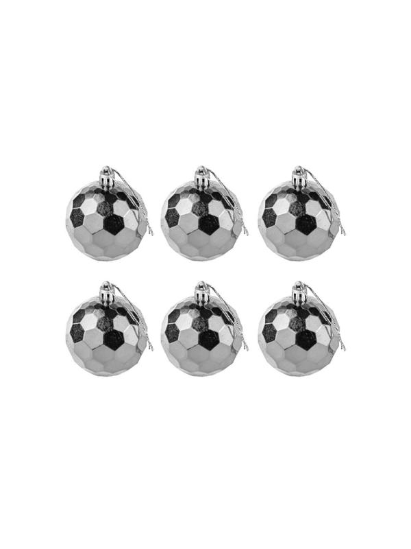 Украшение новогоднее подвесное Шар серебро, 6 шт 6см 90785