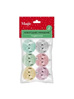 Украшение новогоднее подвесное Шары разноцветные в асс 6 шт 6см 90782