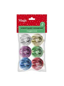 Украшение новогоднее подвесное Шары разноцветные в асс, 6 шт 6см 90781