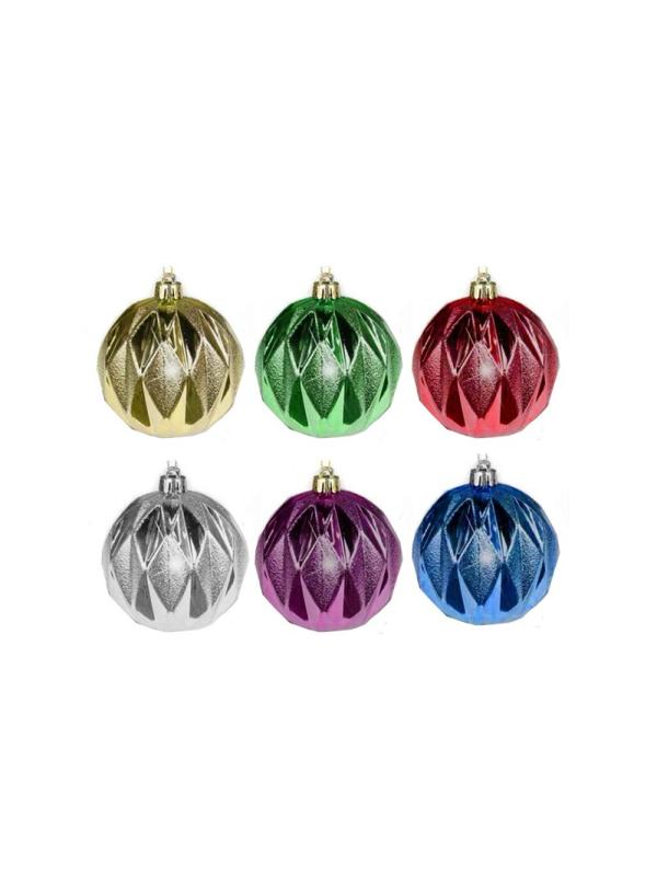 Украшение новогоднее подвесное Шары разноцветные в асс, 6 шт 6см 90781
