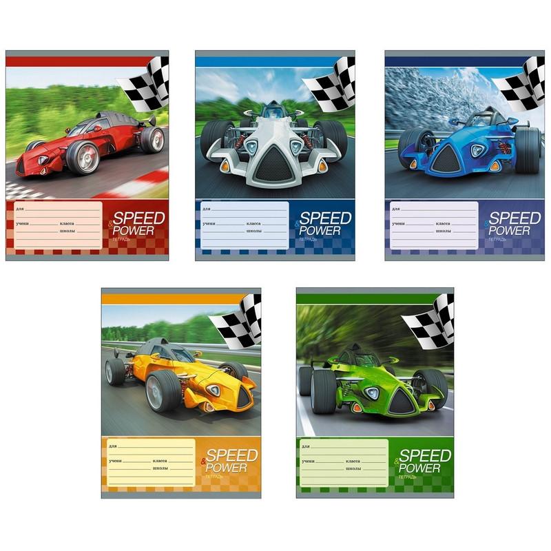 Тетрадь школьная А5 24л,линия,скрепка Победители гонок. ТЛ246365 в ассорт