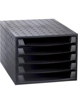 Бокс с выдвижными лотками открытый EXACOMPTA 221014D, черный 5отд. ЭКО