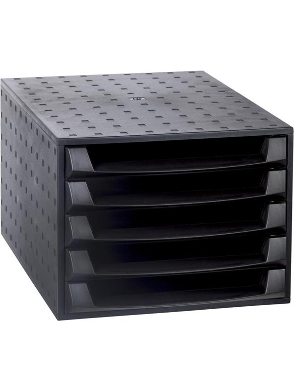 Бокс с выдвижными лотками открытый EXACOMPTA 221014D, черный 5отд. ЭКО