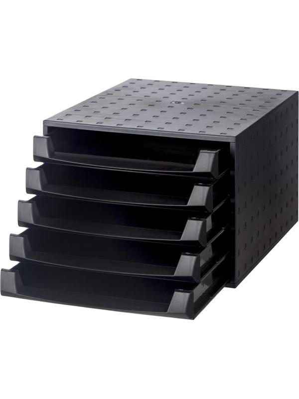 Бокс с выдвижными лотками открытый EXACOMPTA 221014D, черный 5отд. ЭКО