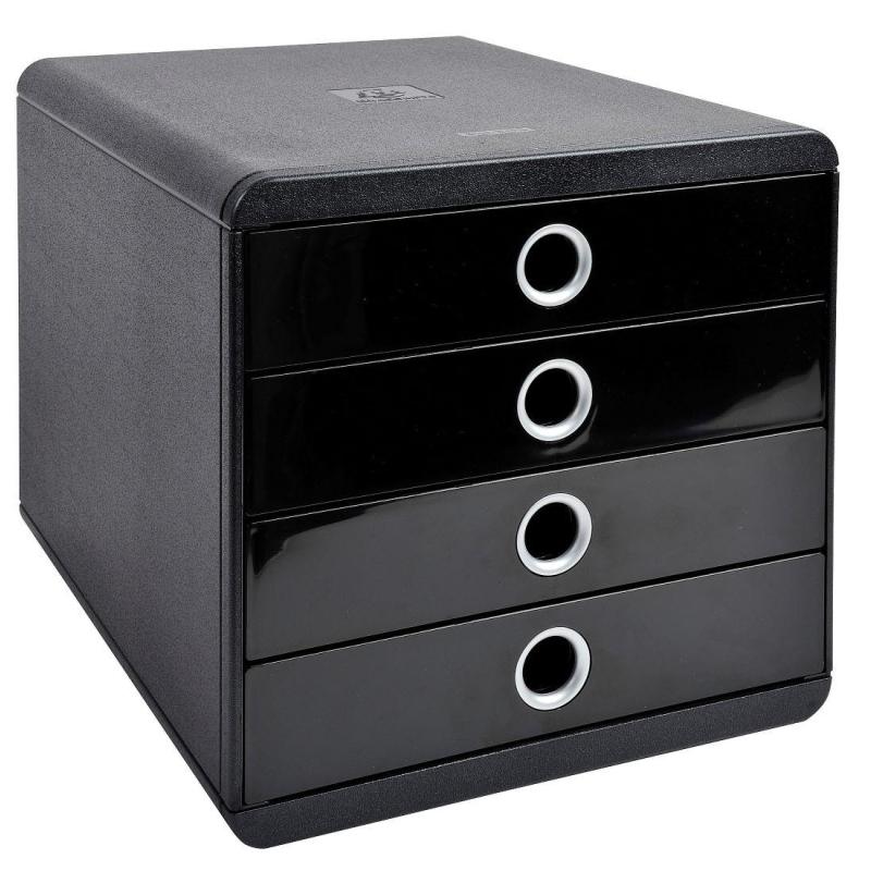 Бокс с выдвижными лотками Exacompta, черный, 4отделения, 314438D