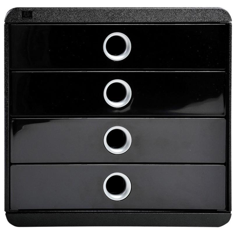 Бокс с выдвижными лотками Exacompta, черный, 4отделения, 314438D