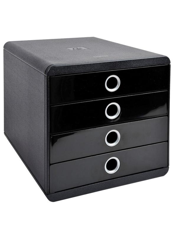 Бокс с выдвижными лотками Exacompta, черный, 4отделения, 314438D