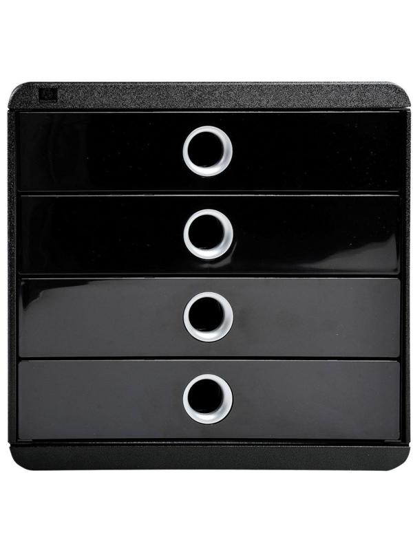 Бокс с выдвижными лотками Exacompta, черный, 4отделения, 314438D