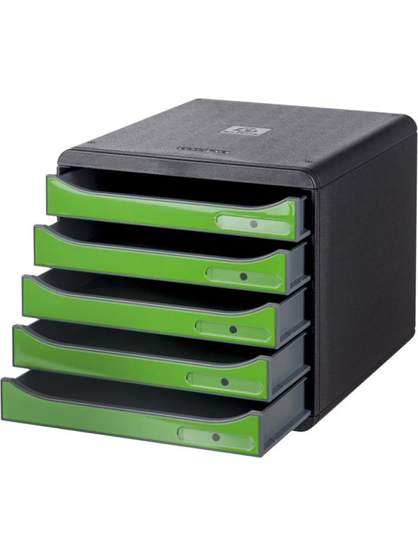 Бокс с выдвижными лотками Exacompta 5лотков Big Box Plus черн/зел  3097295D