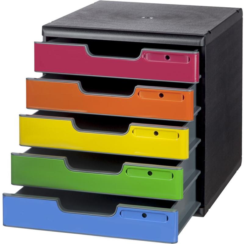 Бокс с выдвижными лотками Exacompta Modulo, A4, 5 лотков цв. ассорт,черный