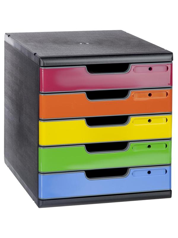 Бокс с выдвижными лотками Exacompta Modulo, A4, 5 лотков цв. ассорт,черный
