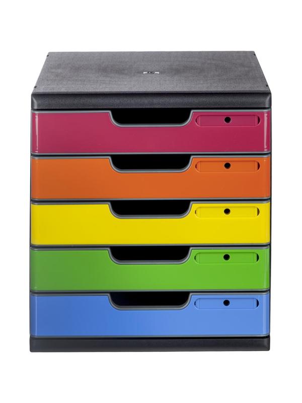 Бокс с выдвижными лотками Exacompta Modulo, A4, 5 лотков цв. ассорт,черный