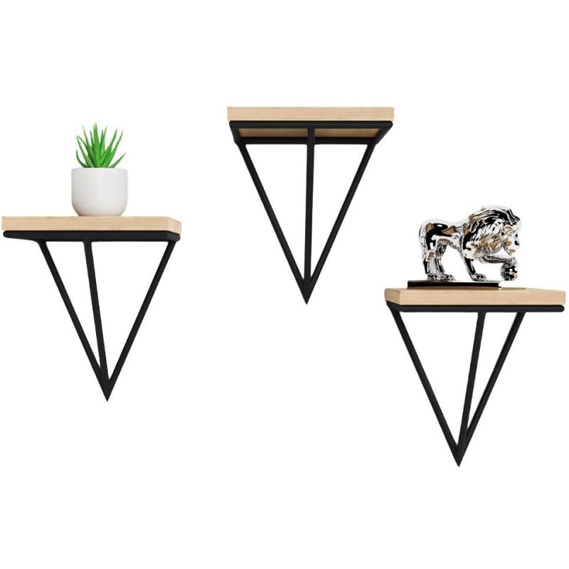 Полка KD настенная Калипсо-1, 1 ярус. каркас черный/ЛДСП дуб буратти