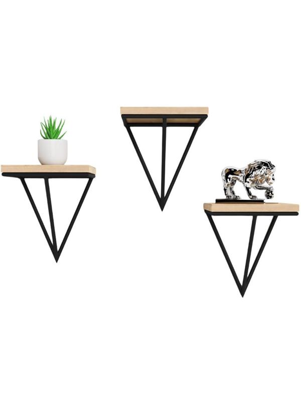 Полка KD настенная Калипсо-1, 1 ярус. каркас черный/ЛДСП дуб буратти